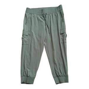Danskin Cargo Jogger Pants Women XL Green Stretch Drawstring Pockets Lightweight